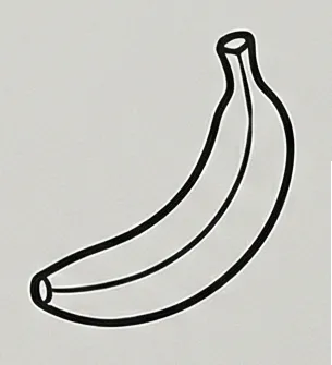 a banana drawn in a black and white drawing.webp